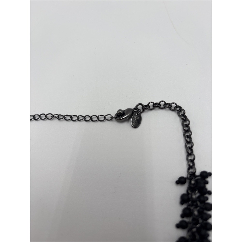 Lia Sophia Necklace Choker Black Beads 16" Inch Gun Metal GrayRare Discontinued - Picture 12 of 13